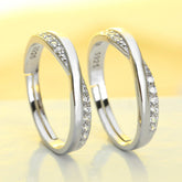 Interwoven with 3A Zircon Silver Couple Ring for Women
